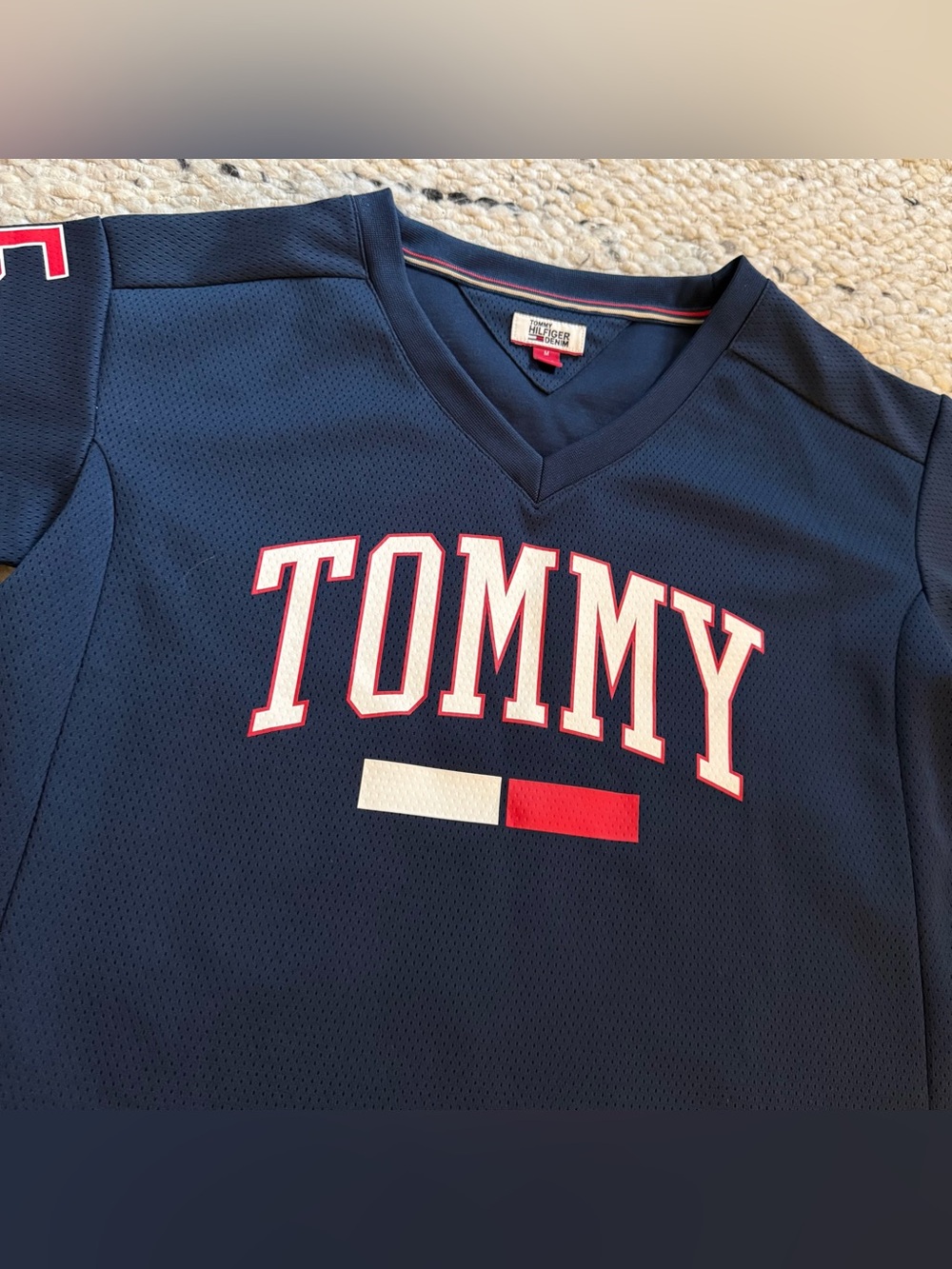 Tommy Jeans Womens Cropped Jersey M Blue Red - Picture 2 of 8